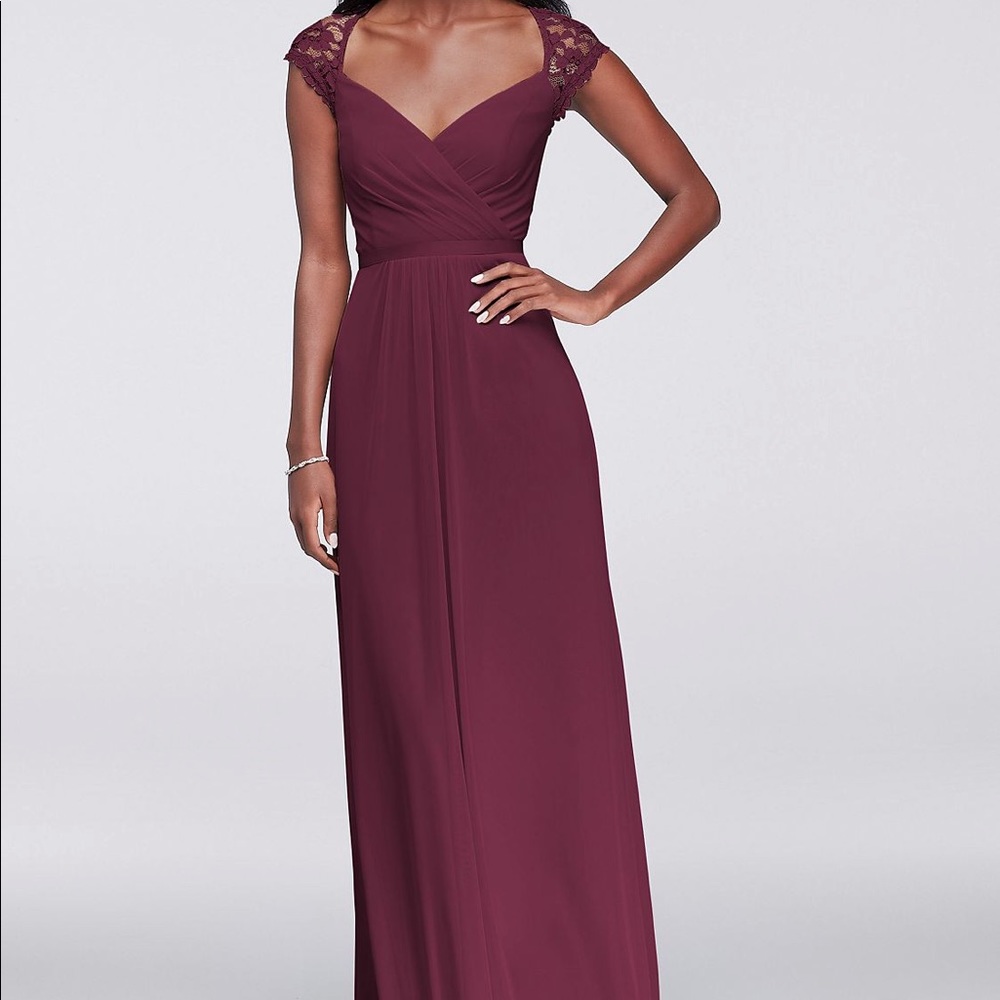 David’s Bridal Wine Bridesmaid Dress